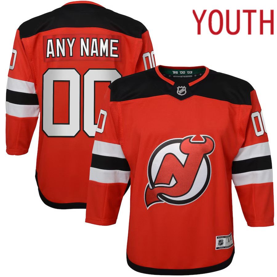 Youth New Jersey Devils Red Home Premier Custom NHL Jersey->customized nhl jersey->Custom Jersey